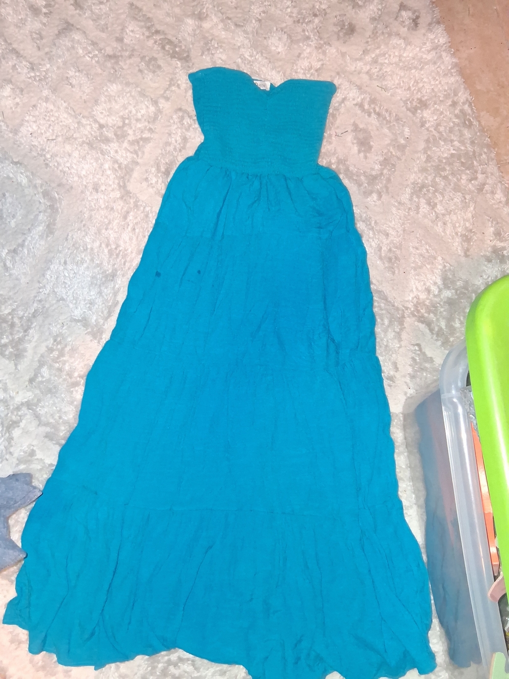Strapless Teal Maxi Dress - Women's Summer Essential